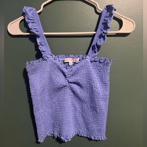 Macy's Blue Ruffle Smocked Tank Top